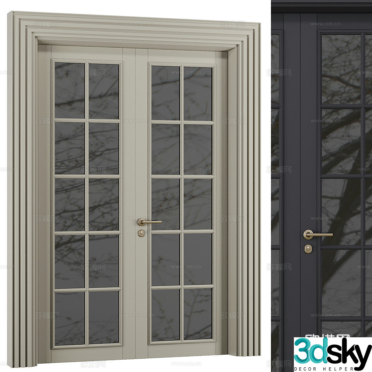 Simple double-opening door Glass door Double-opening glass door Kitchen glass door Balcony glass door 3D model