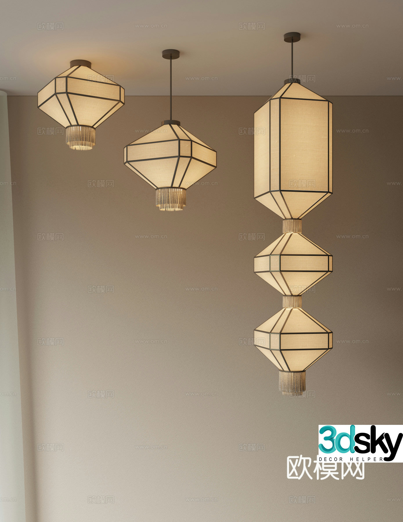 New Chinese chandeliers Restaurant chandeliers Multi-head chandeliers Large chandeliers Ceiling lamp Working chandeliers 3D model