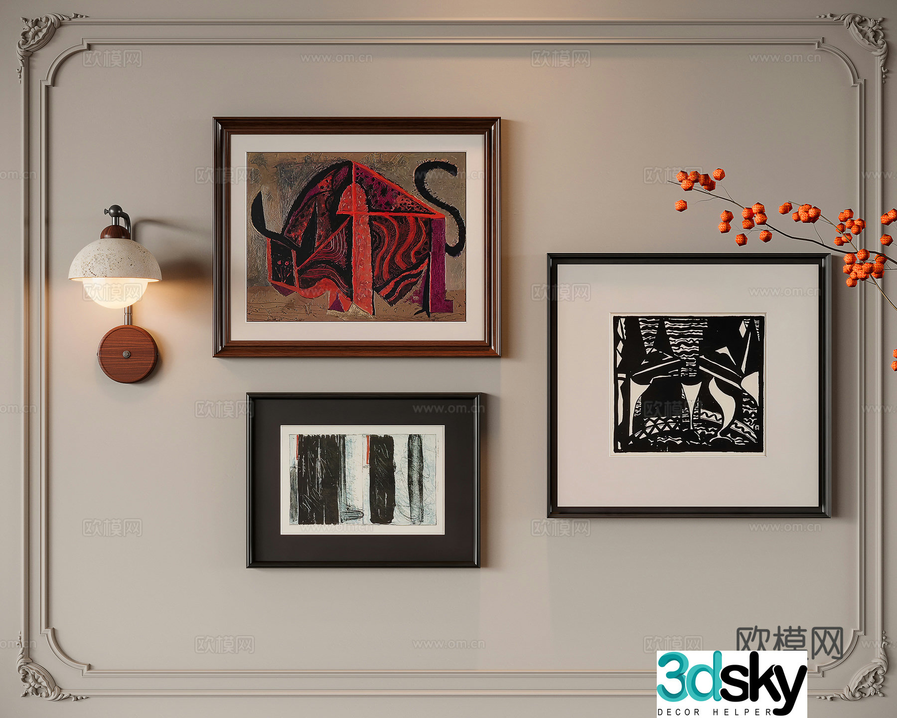 French medieval combination decorative painting 3D model