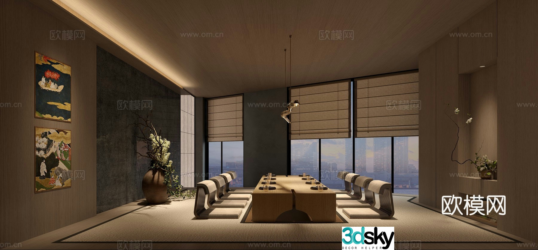 Japanese restaurant private room 3D model