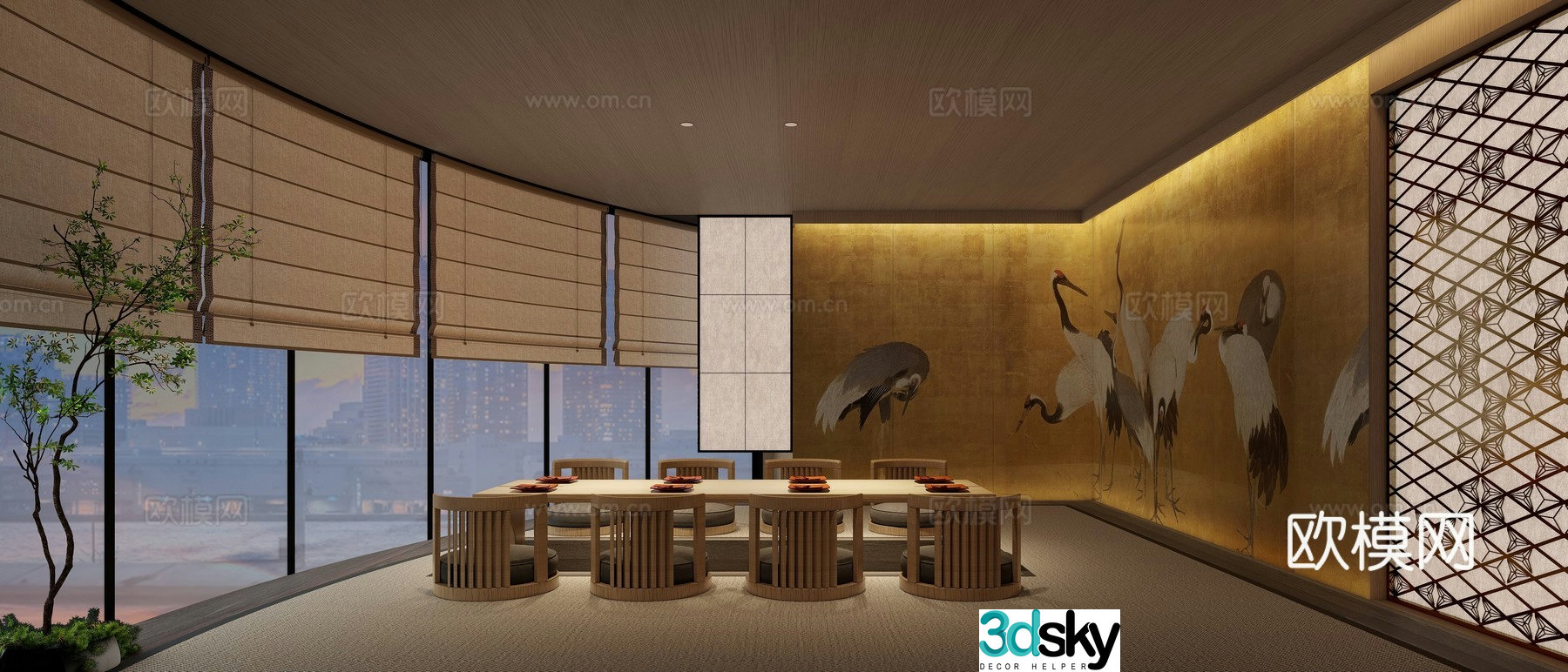 Japanese restaurant private room 3D model