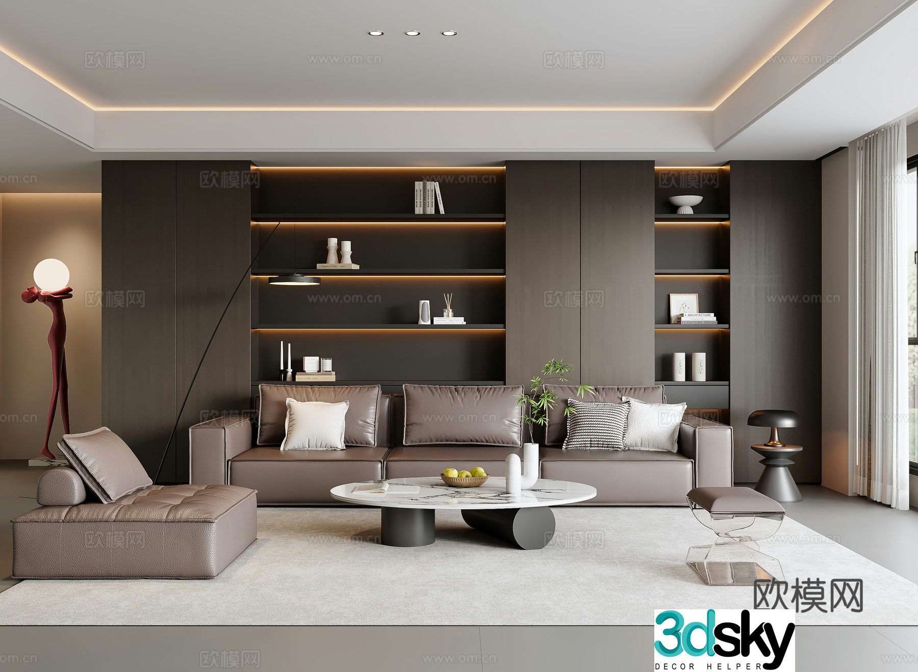 Modern Italian home living room 3d model