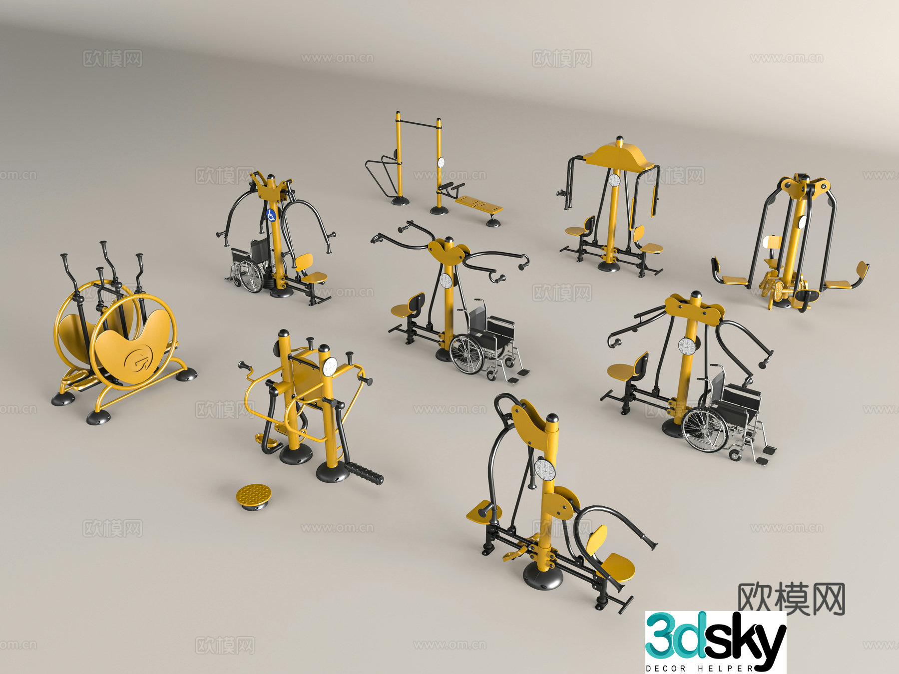 Modern fitness equipment 3d model