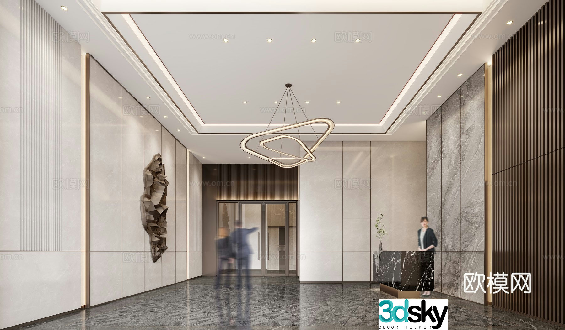 Modern office front lobby 3d model