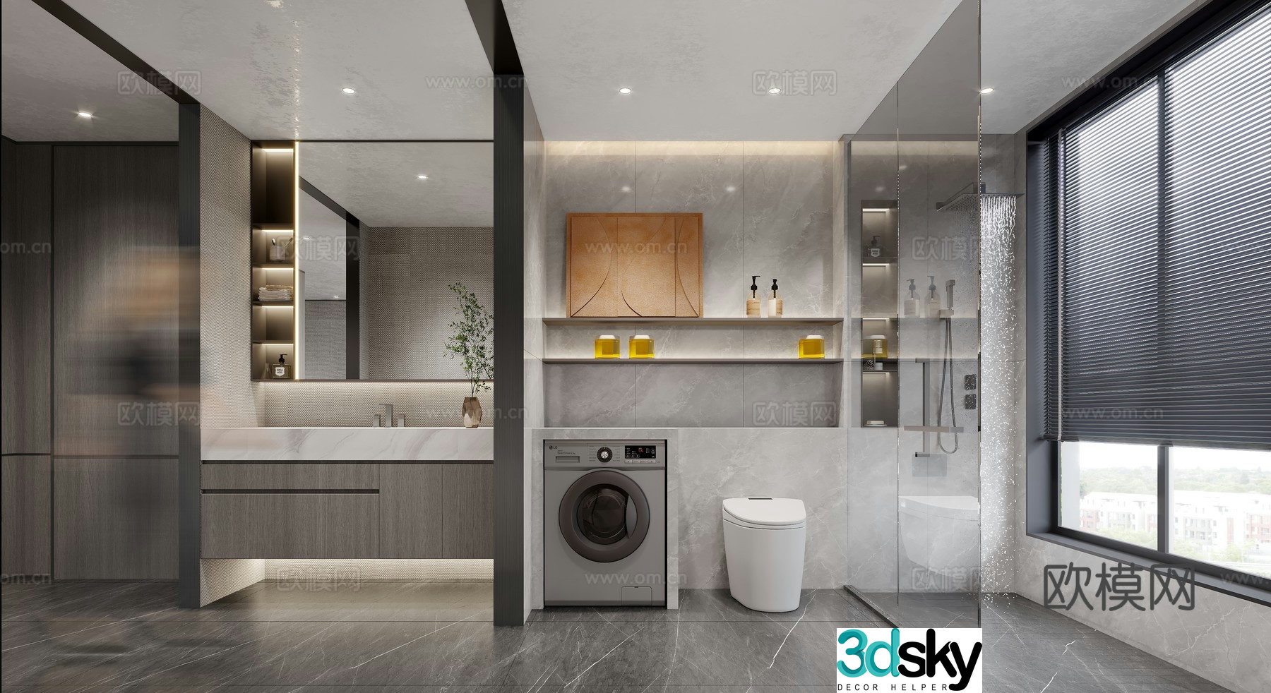 Modern villa bathroom 3d model