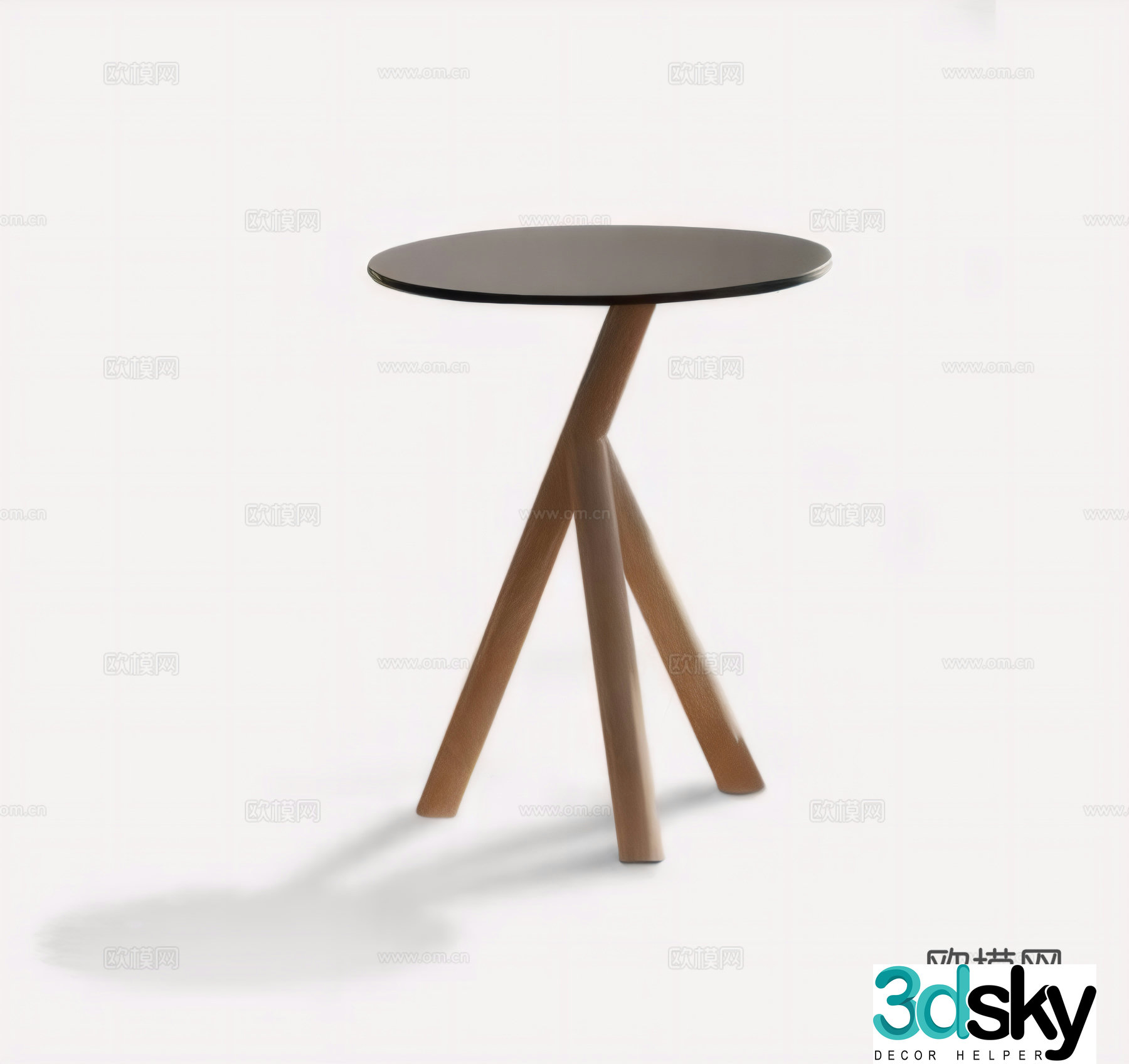 Ruda Modern Wasabi Coffee Table Round Teak Table Teak Wood Gray Table Side Table 3D Model