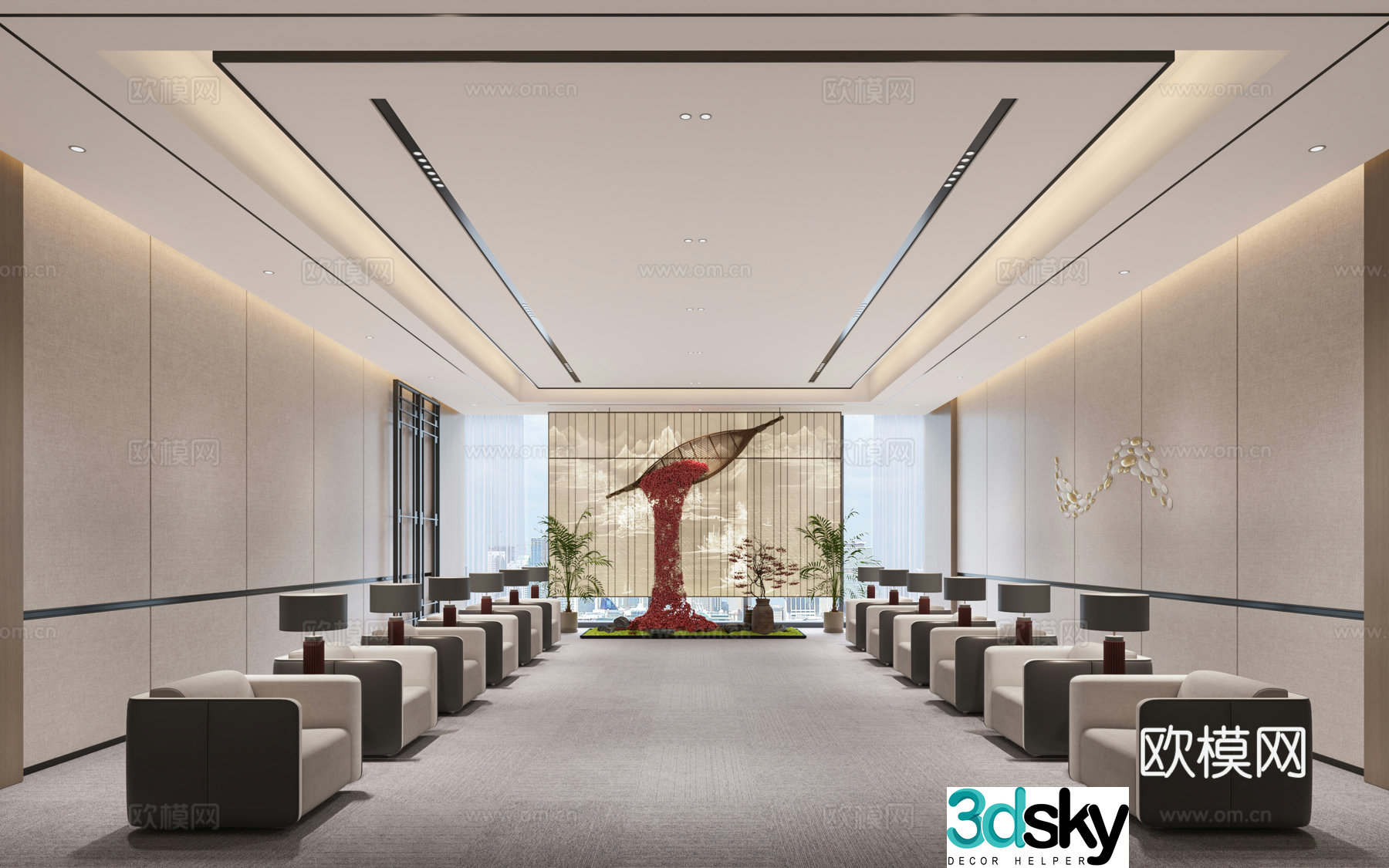Modern reception room living room conference room reception room sofa modern interior landscape landscaping 3d model