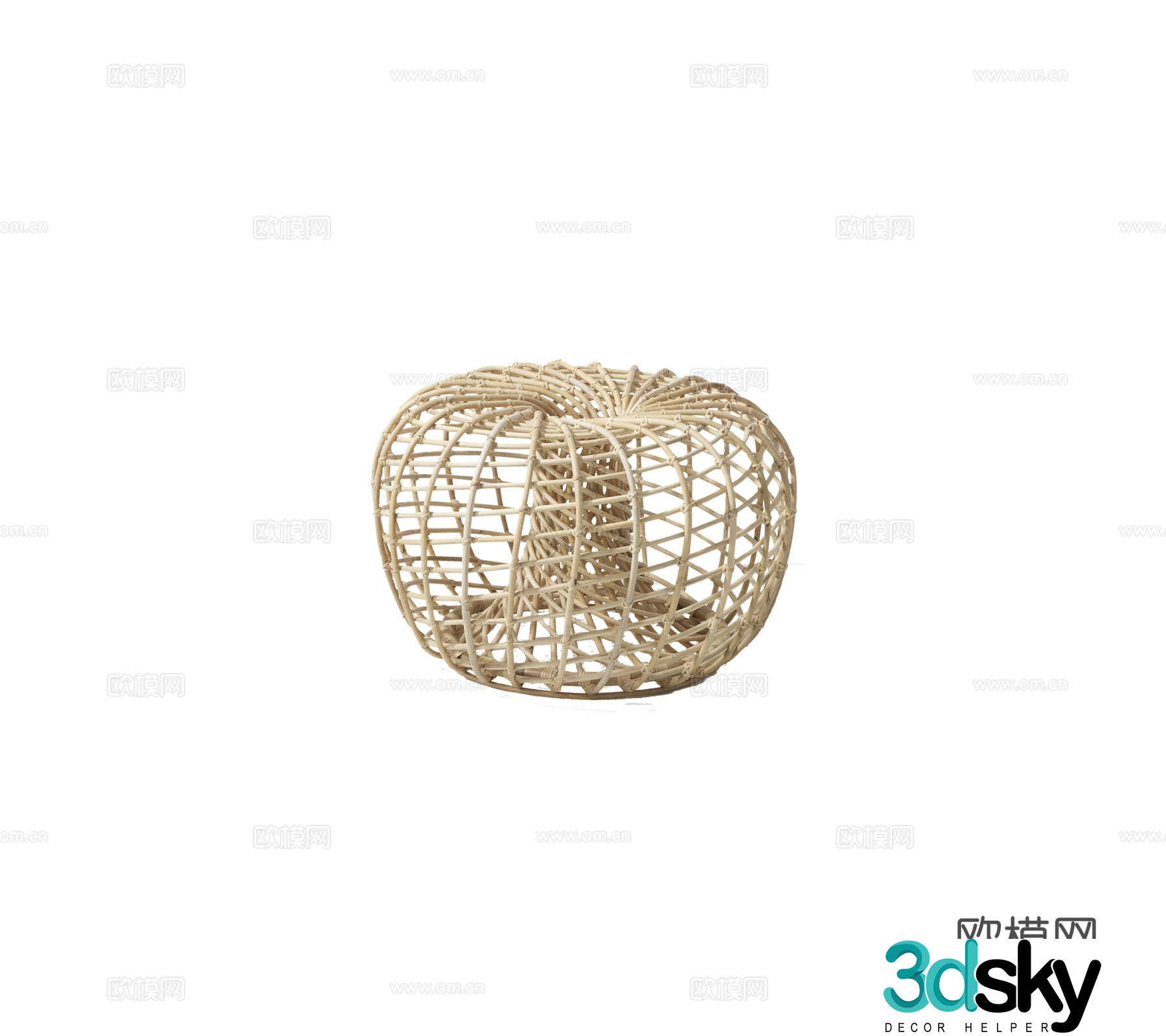Modern outdoor courtyard garden terrace furniture single chair rattan chair bamboo woven chair special rattan woven 3D model