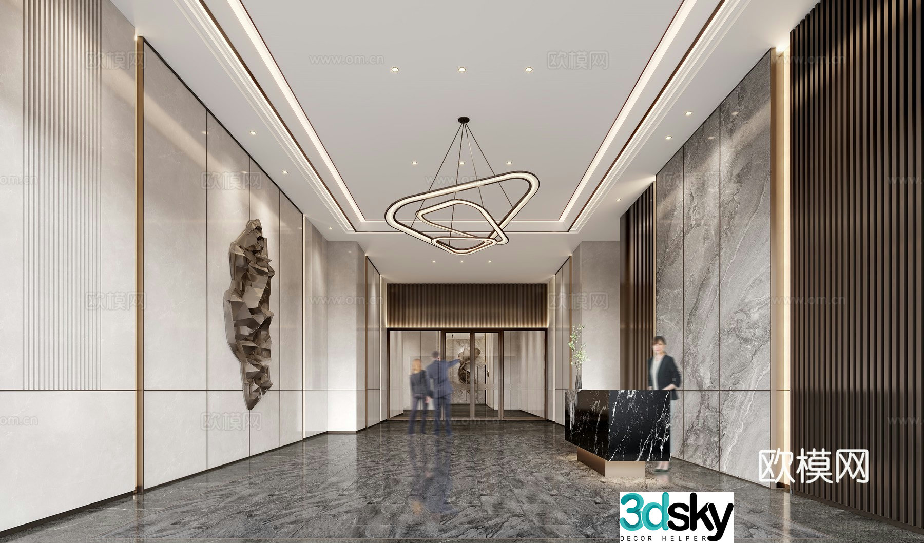 Modern office front lobby 3d model