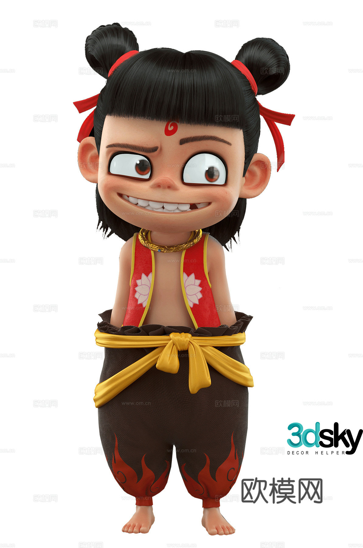 Nezha Trendy Toy Ornaments Doll 3D Model