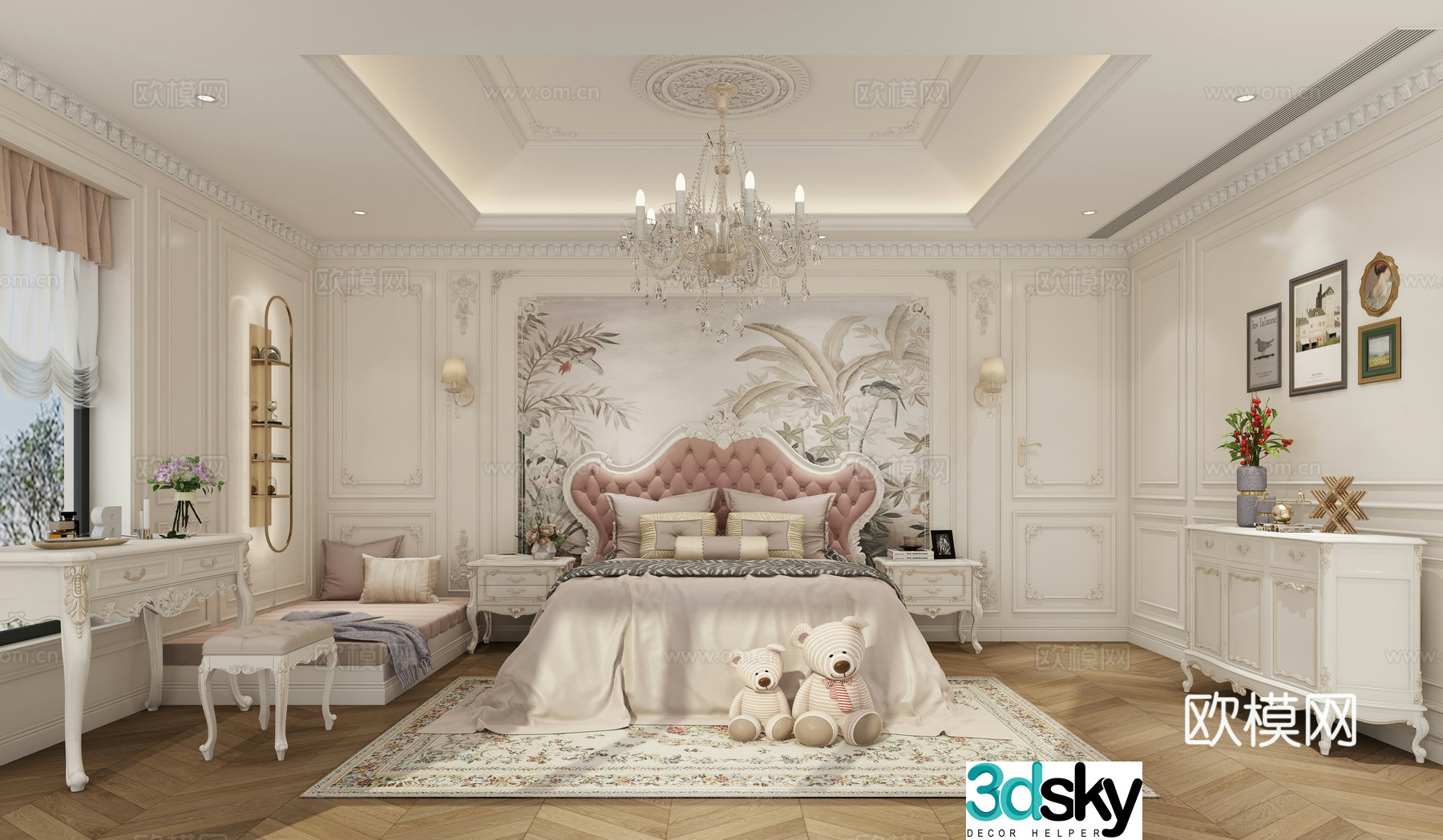 European style villa daughter room 3d model