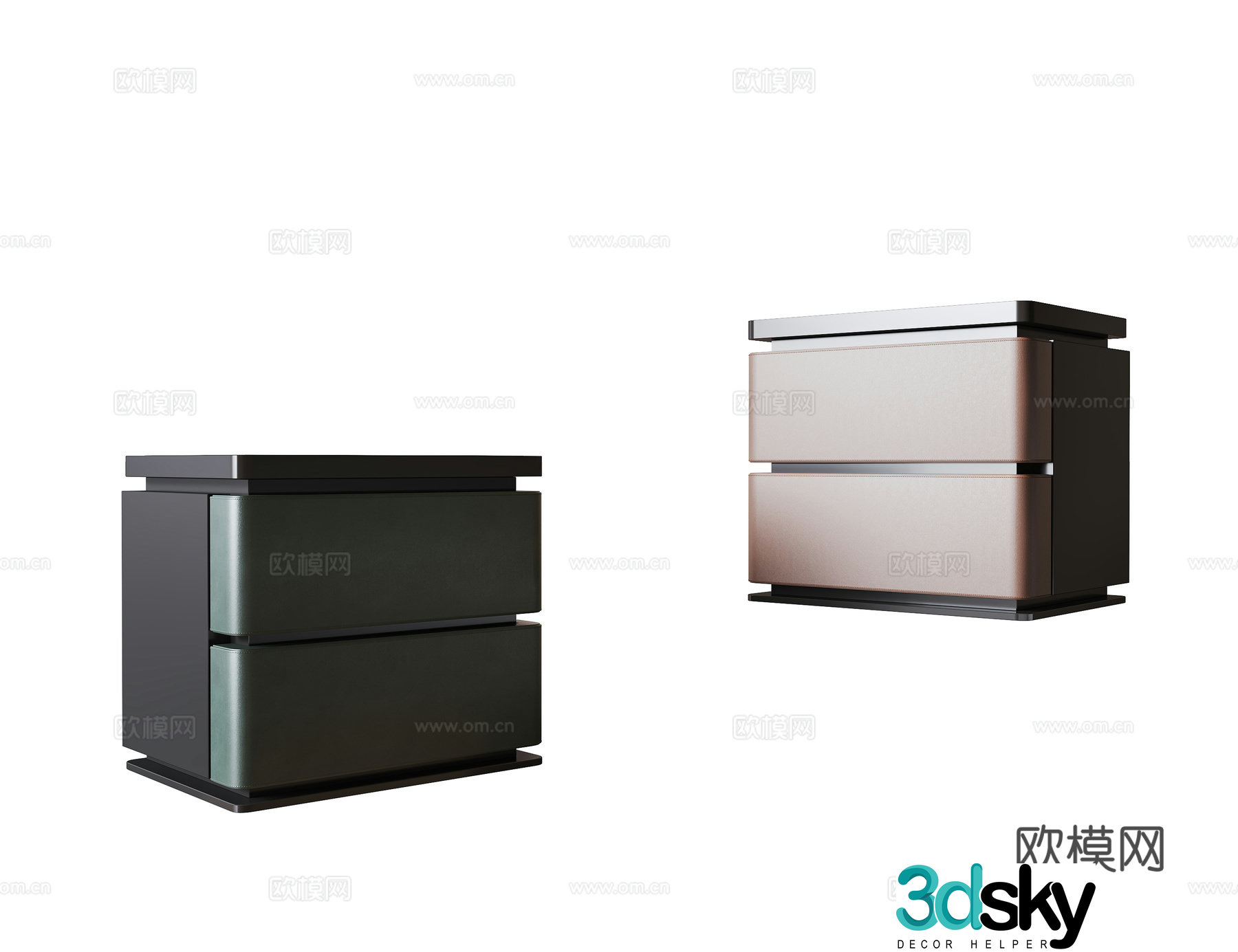 New Chinese style bedside table Square bedside table Bedside table combination 3D model