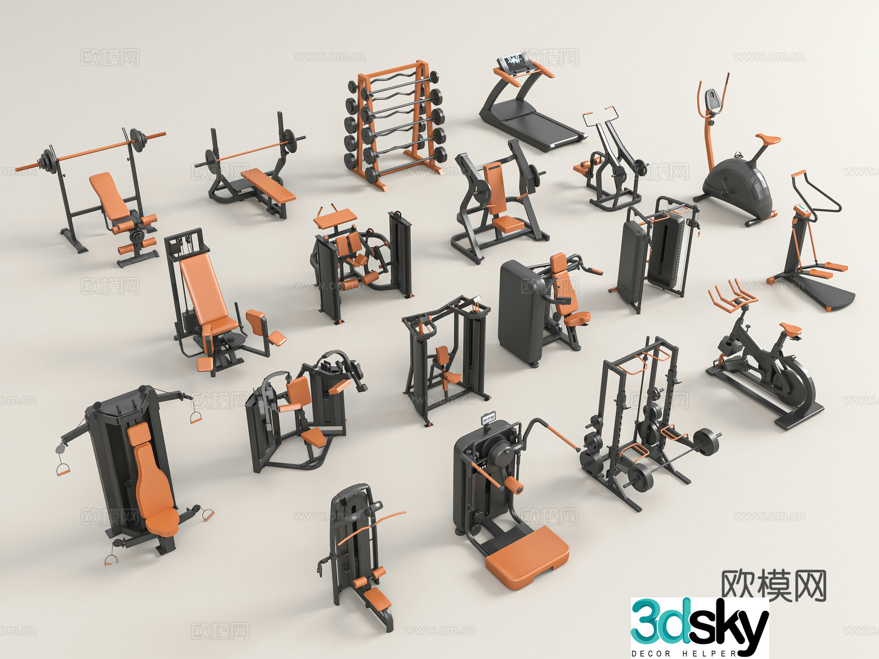 Modern fitness equipment 3d model
