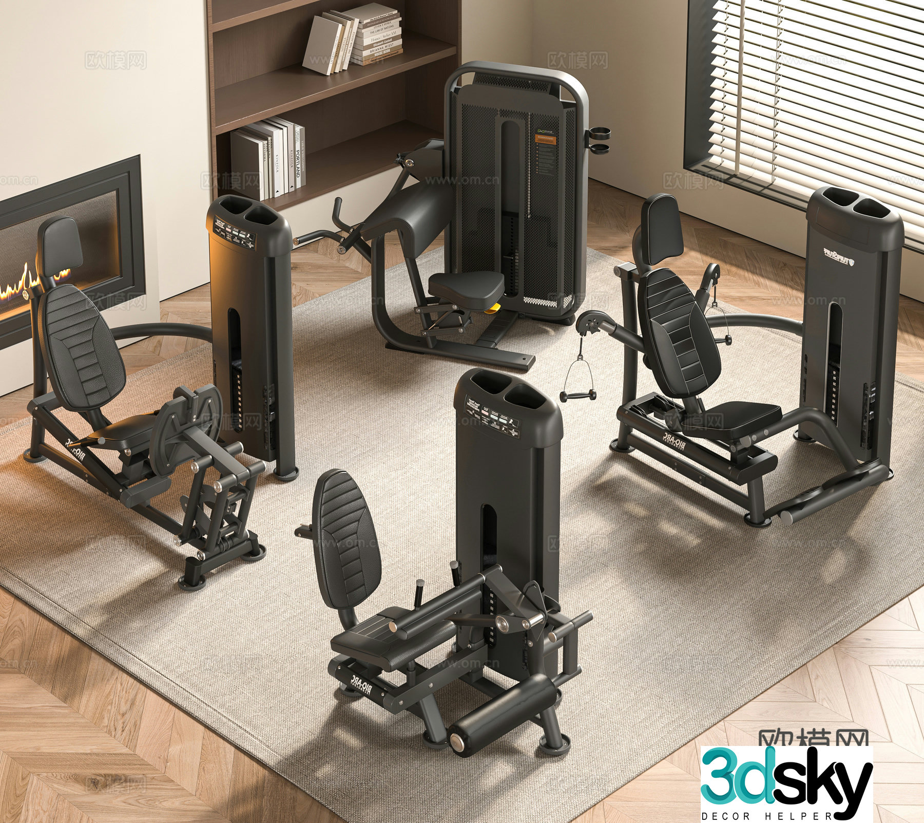 Modern fitness equipment 3d model