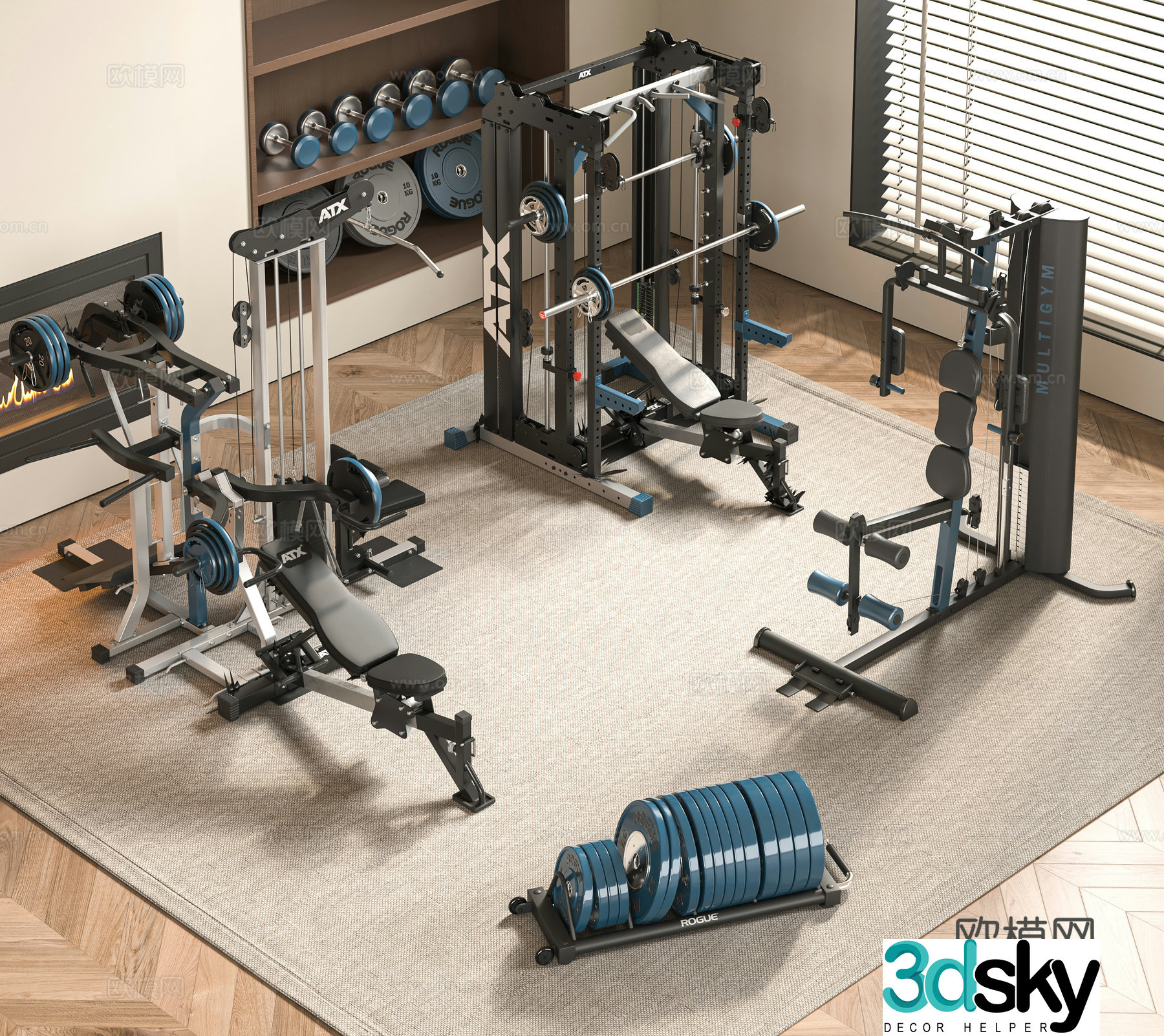 Modern fitness equipment 3d model