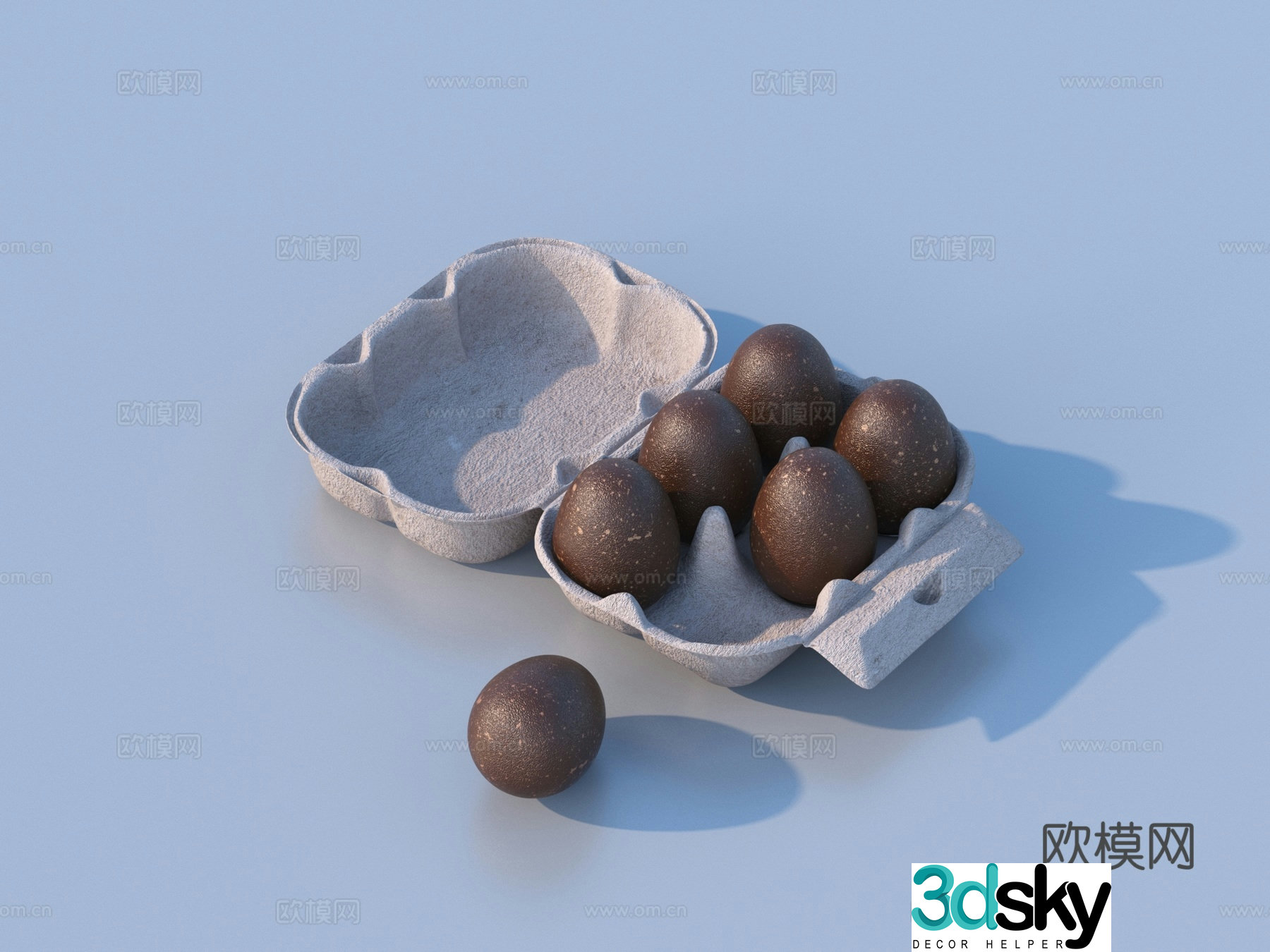 Egg peeled egg egg box egg tray pulp egg box 3d model