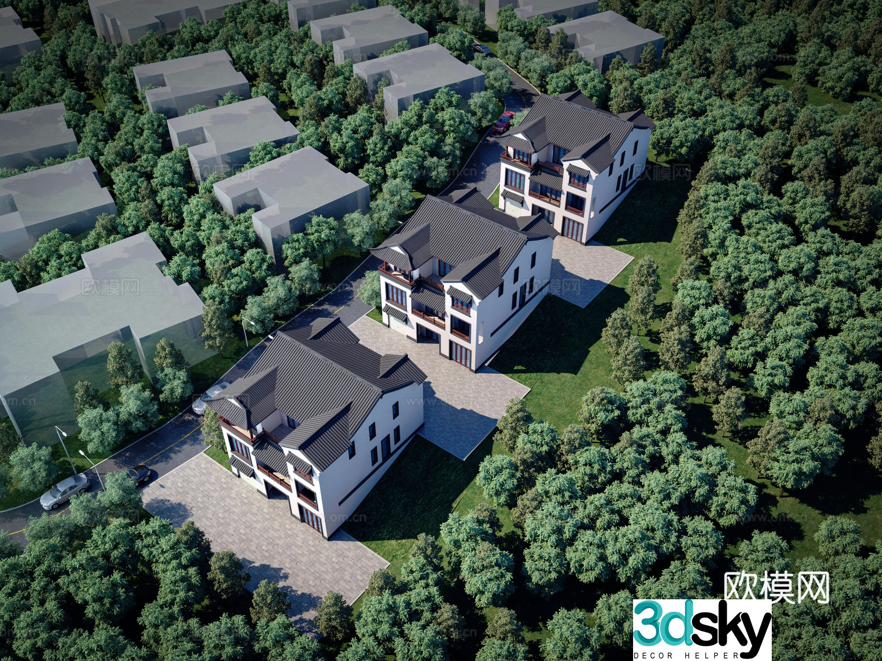New Chinese style villa 3D model
