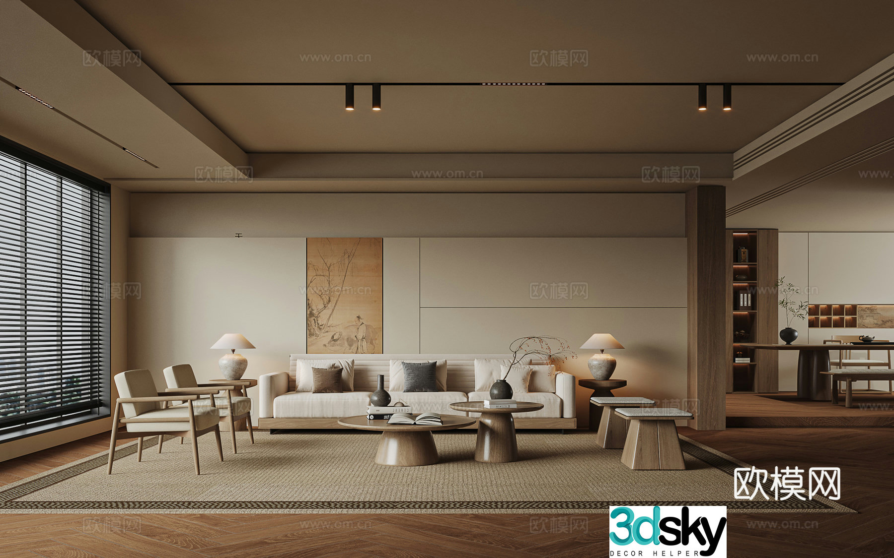 Song style aesthetic living room 3D model