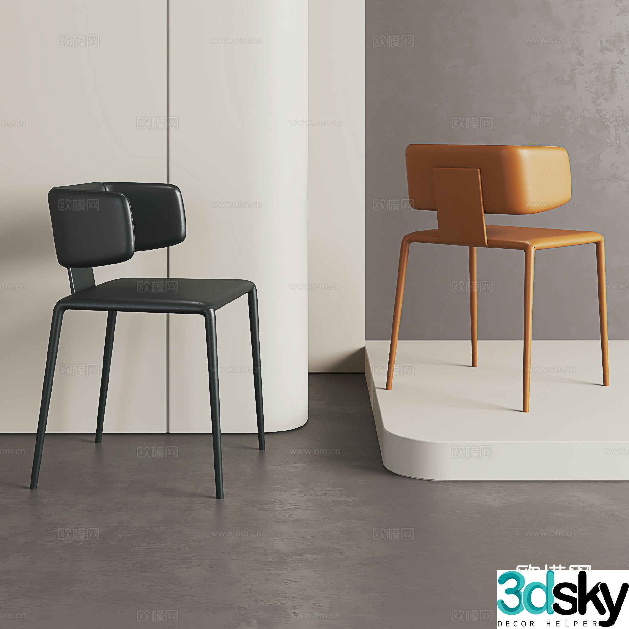 Italian dining chair modern dining chair negotiation chair Nordic chair light luxury desk chair 3d model