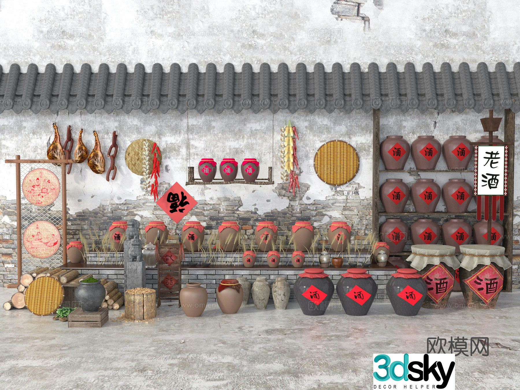 Wine jar rural culture 3D model