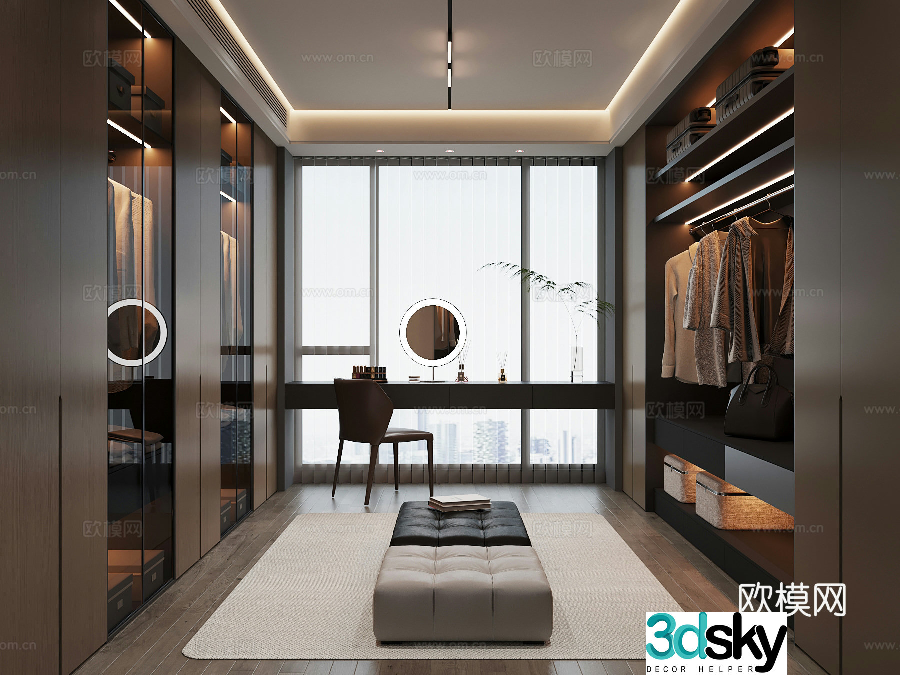 Cloakroom Modern Italian Cloakroom Wardrobe Dressing table 3D Model