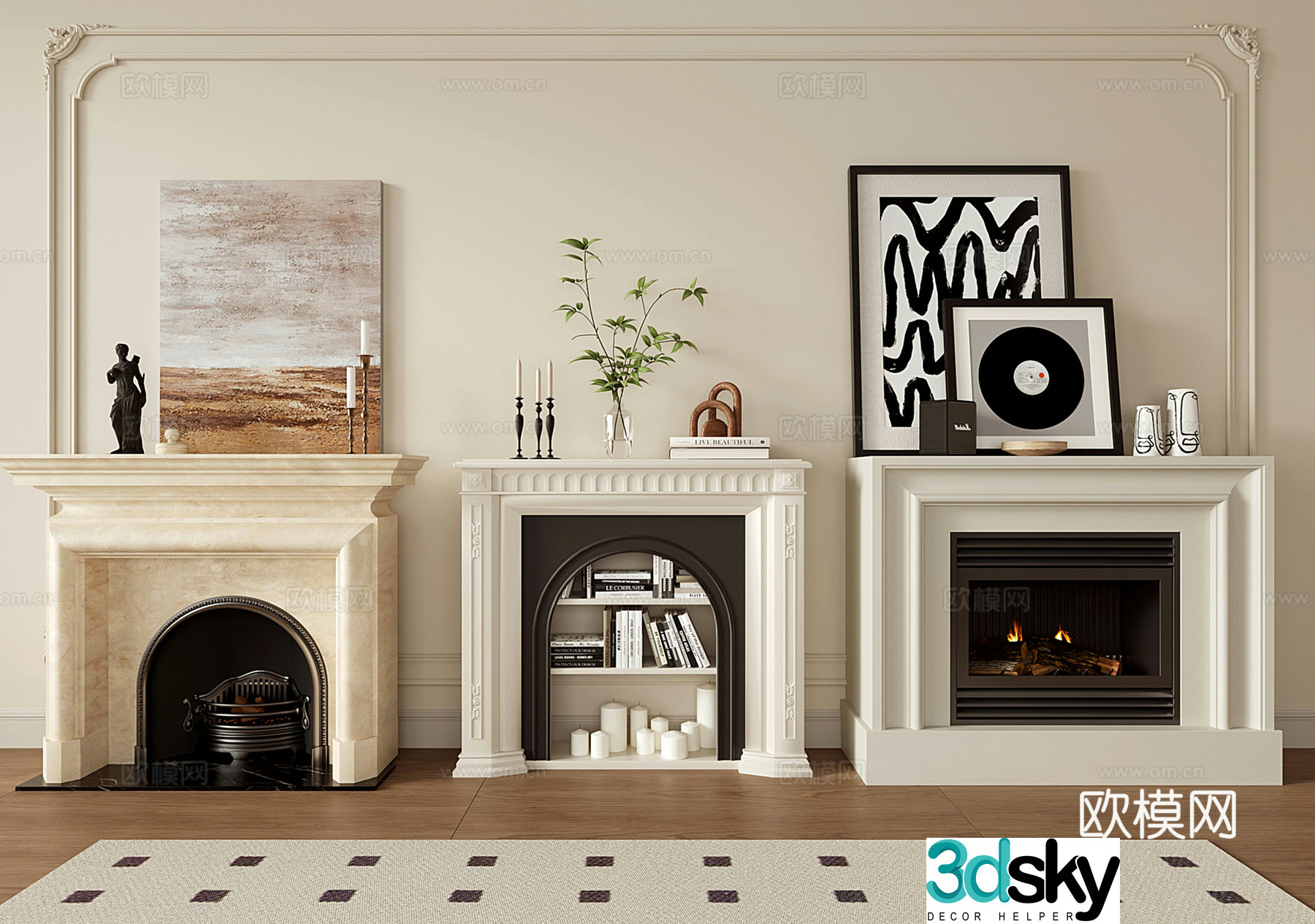French fireplace Arched fireplace 3d model