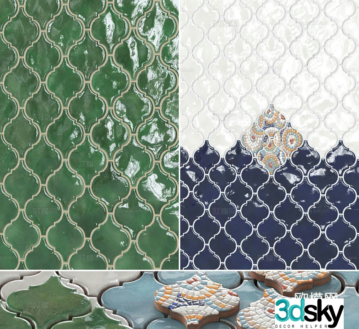 Foreign retro handmade bricks Mold bricks Flower tiles Retro bricks Masked tiles Ceramic tiles 3d model