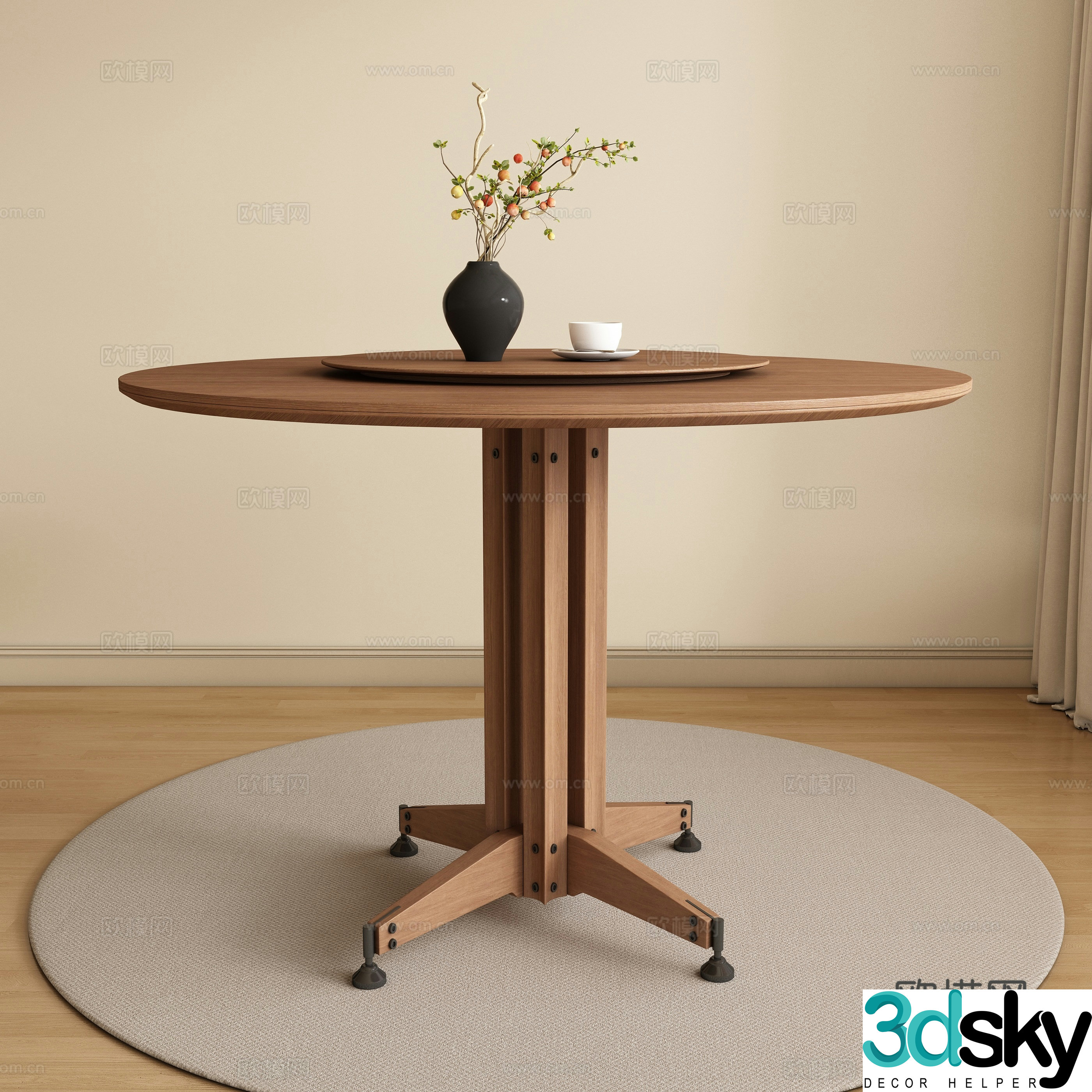 Modern medieval round dining table 3D model