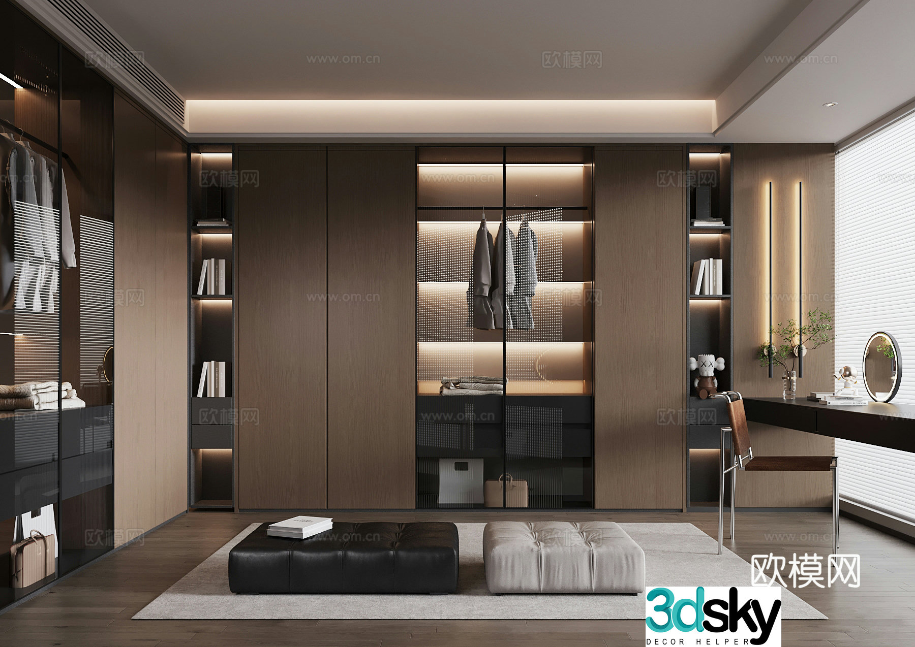 Cloakroom Modern Italian Cloakroom Wardrobe Dressing table 3D Model