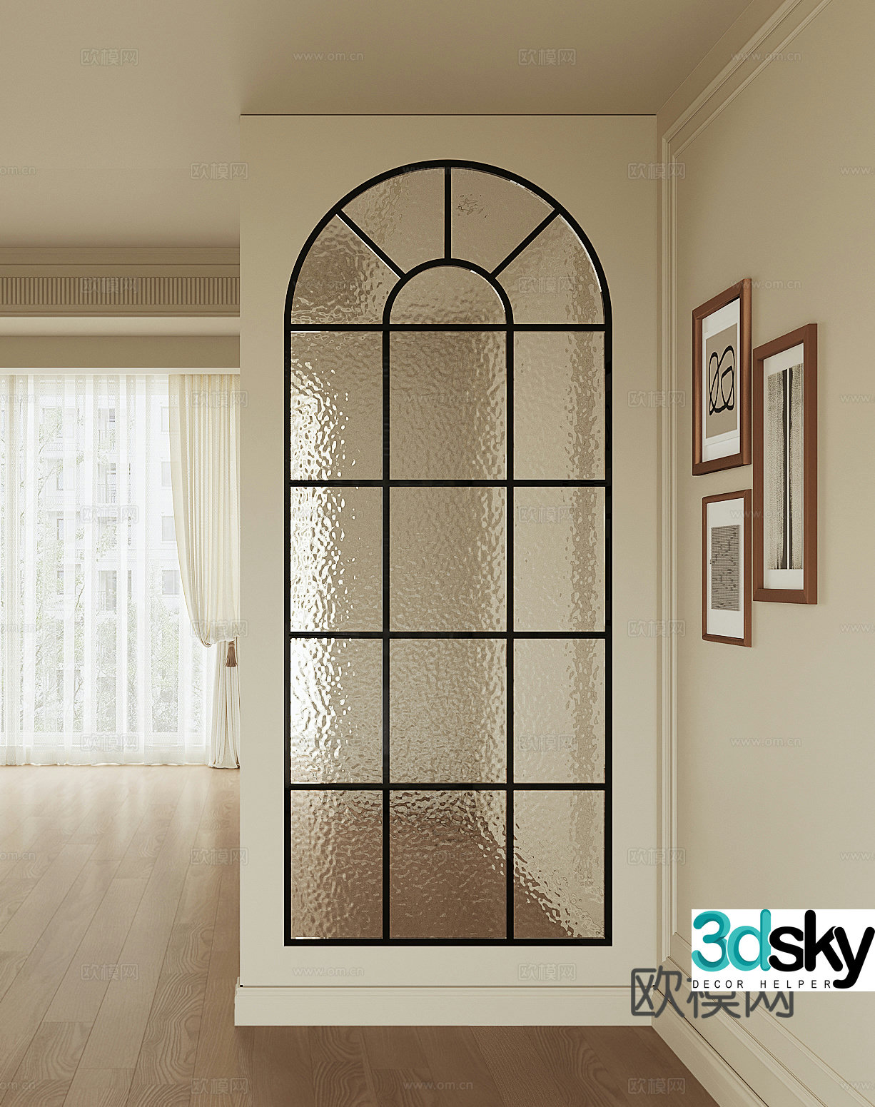 French glass screen 3d model