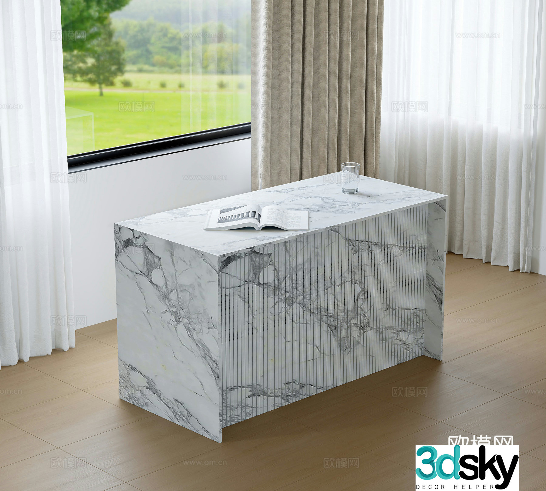 Modern marble island 3d model