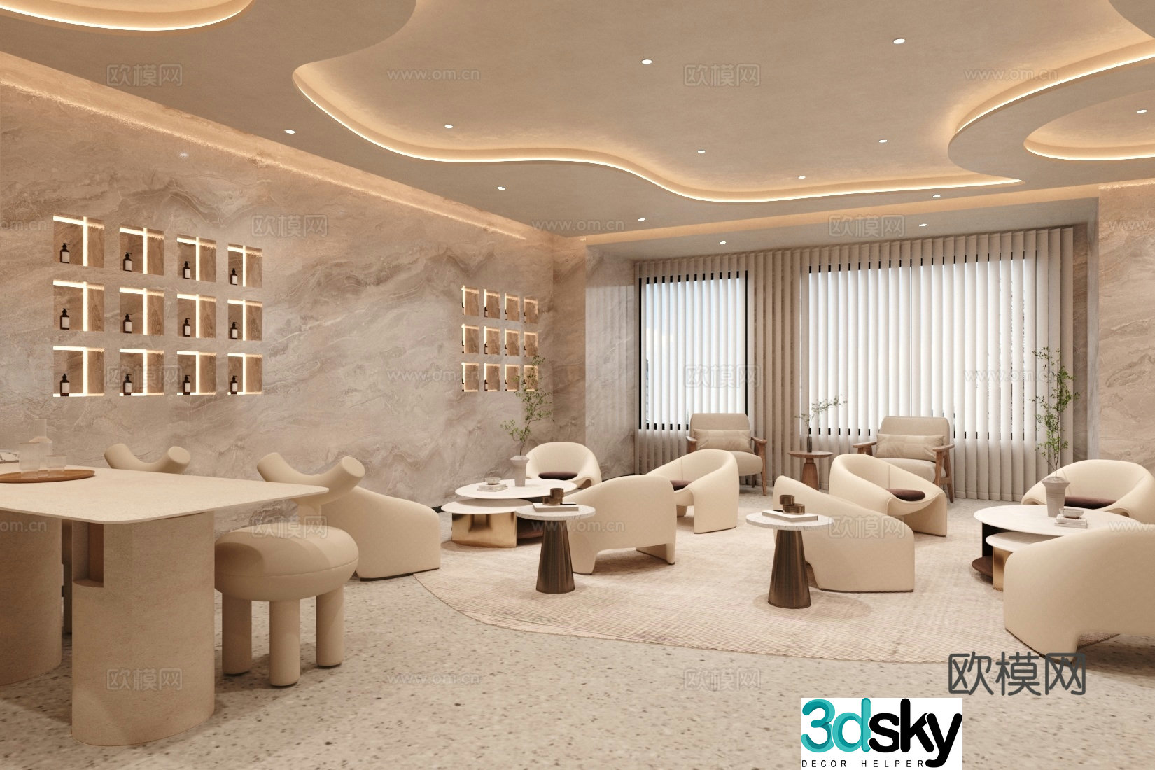 Modern beauty salon beauty salon hall 3d model