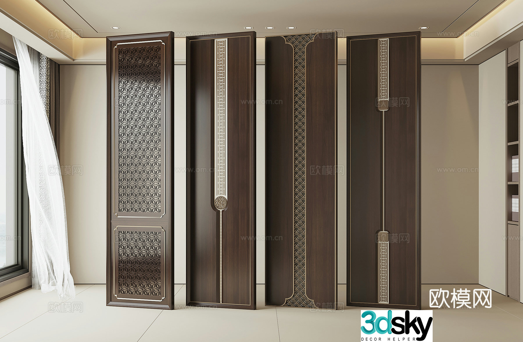New Chinese wall panel 3D model