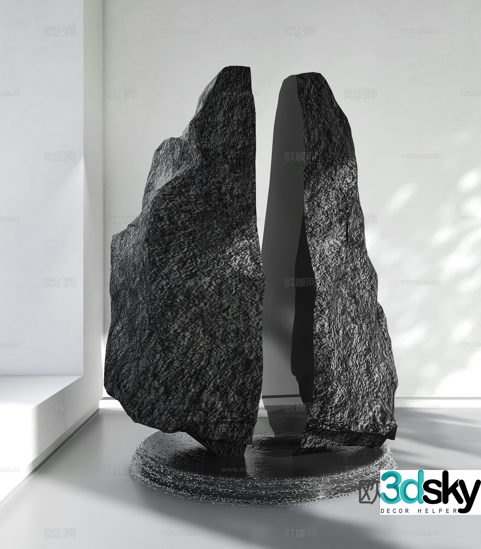 Split stone Two halves stone Stone sculpture Stone ornaments Stone Modern stone sculpture Sketch 3D model