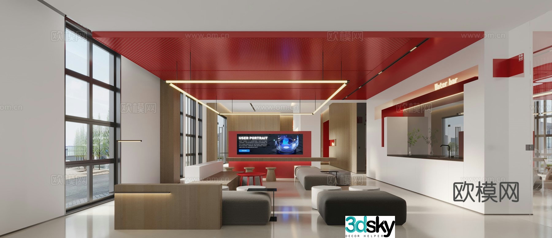 Modern office and rest area 3D model