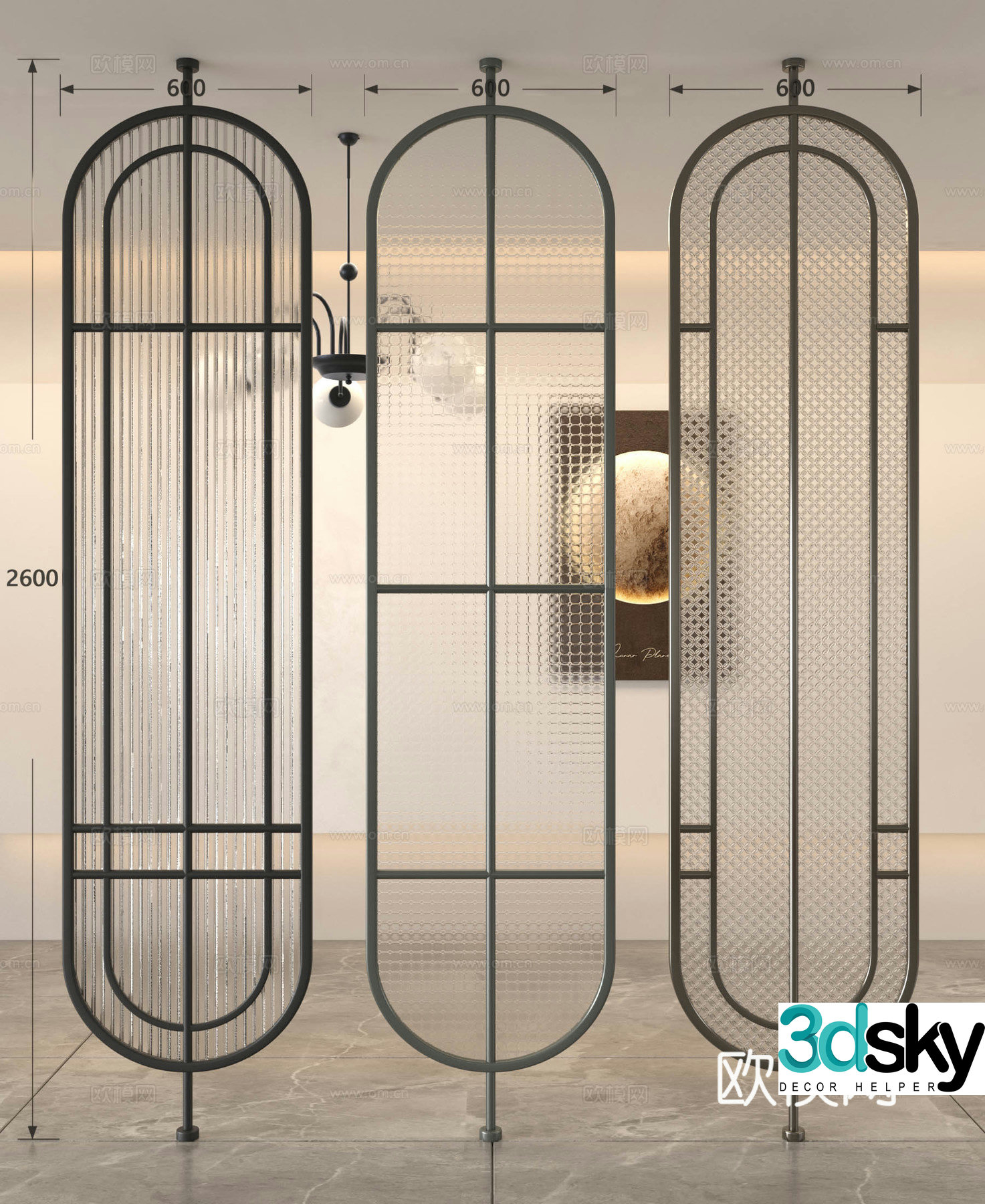 French glass partition medieval windscreen partition porch partition screen partition Changhong glass partition 3D model