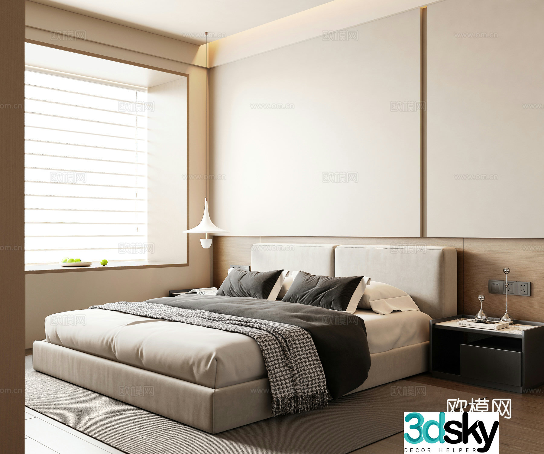 Modern minimalist bedroom 3d model