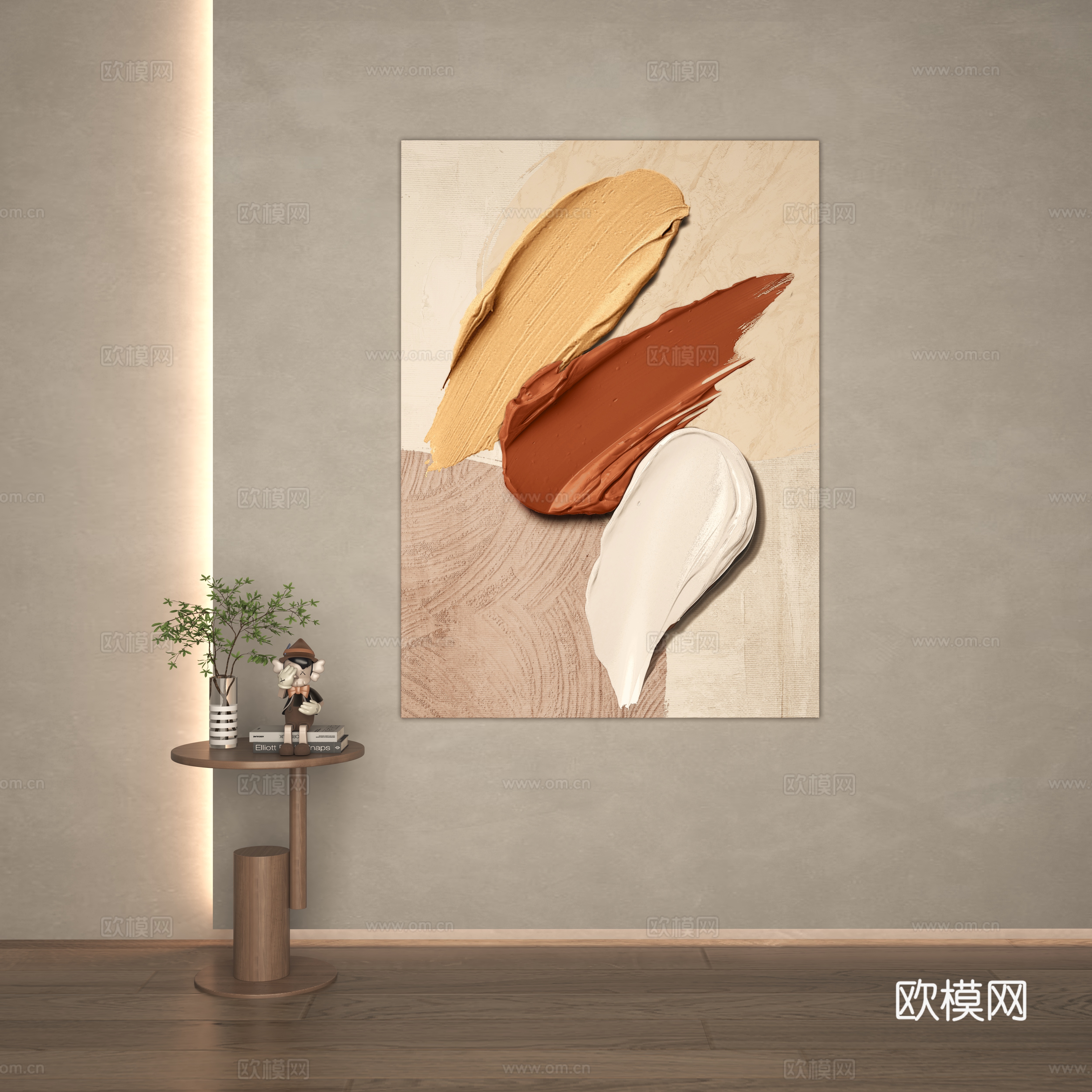 Wasabi style oil painting texture decoration painting 3d model