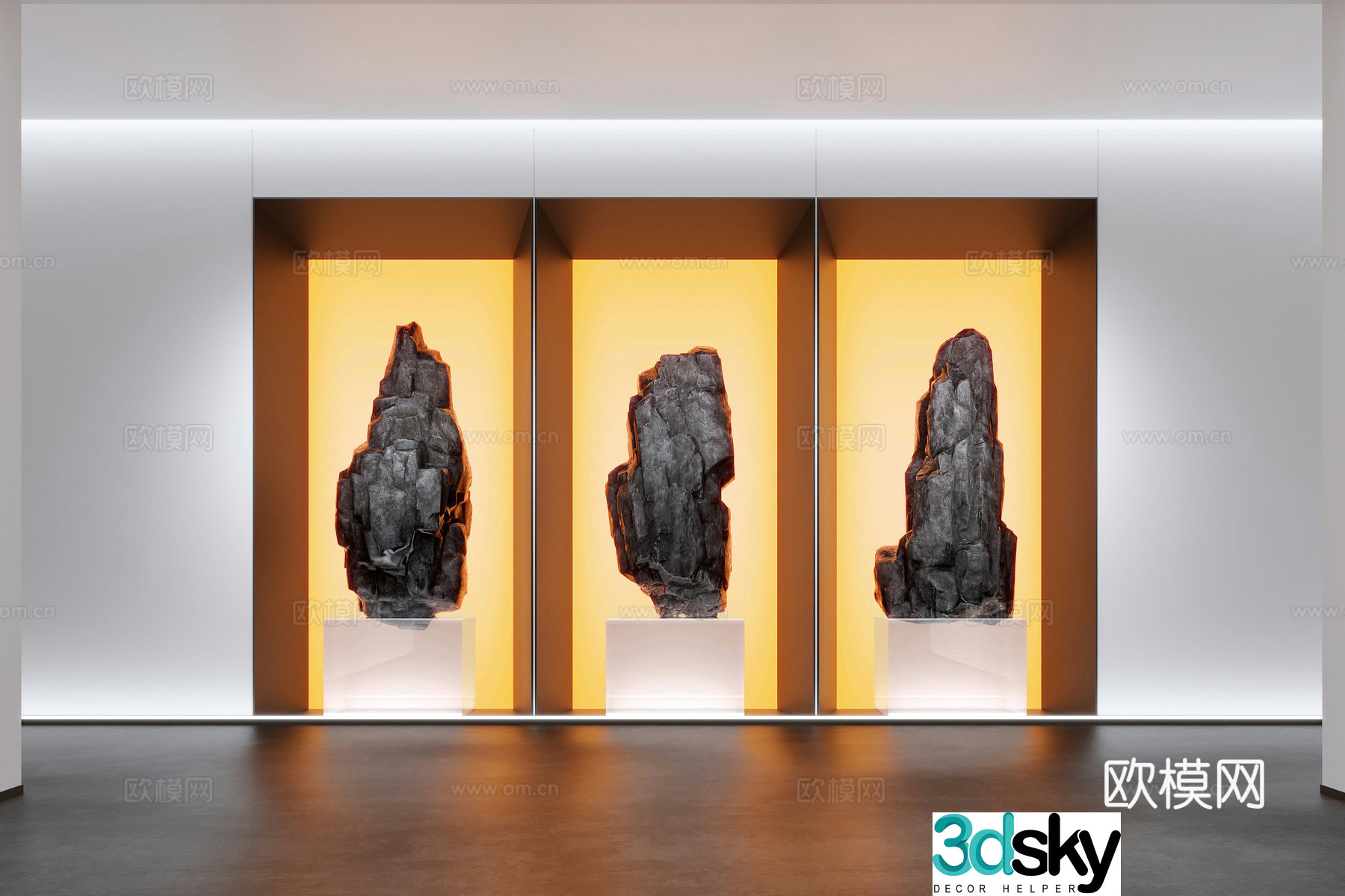 Modern stone art installation meteorite landscape stone 3d model