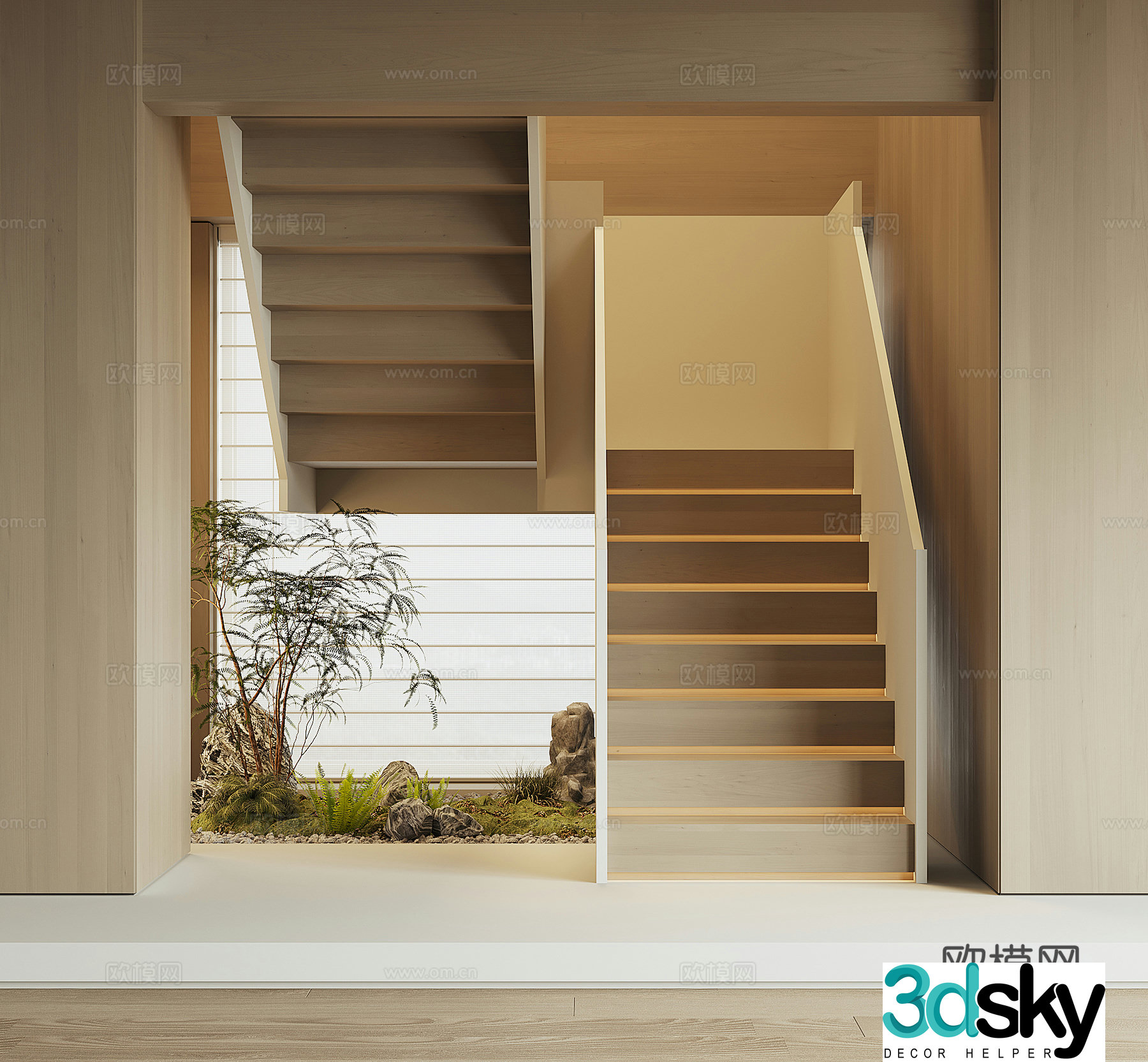 Modern home staircase 3d model