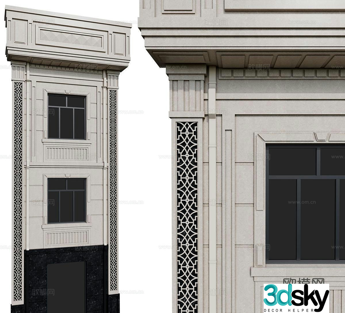 Simple European building exterior wall building exterior wall structure exterior wall carving carved wall 3D model