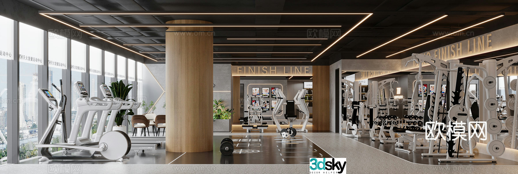 Modern sports fitness center 3d model