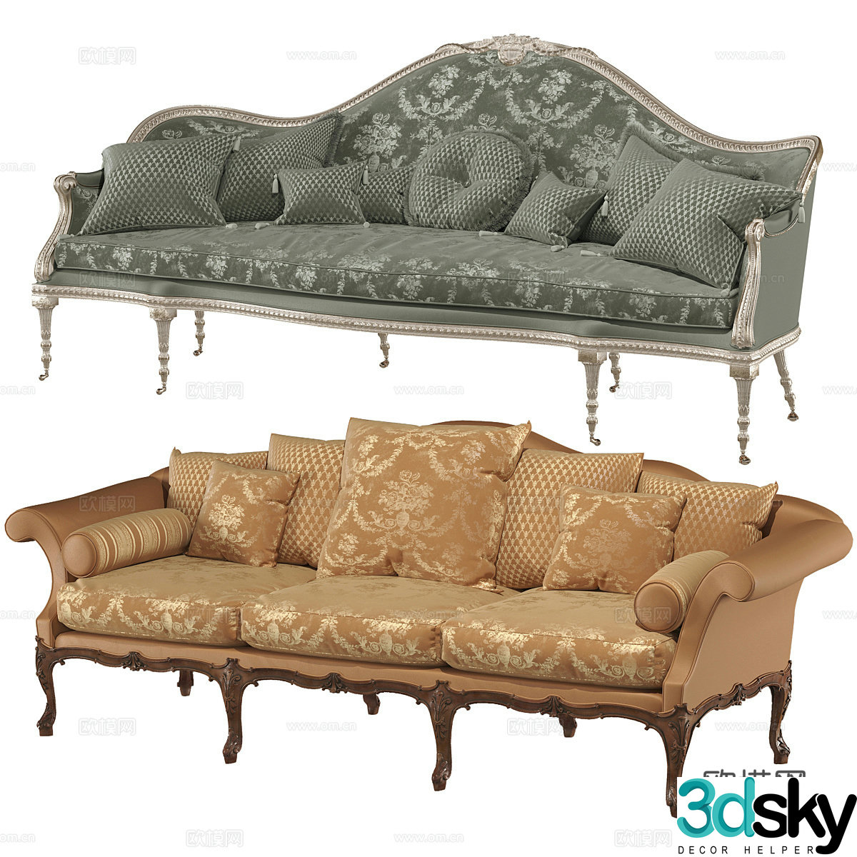 Three-person sofa 3d model