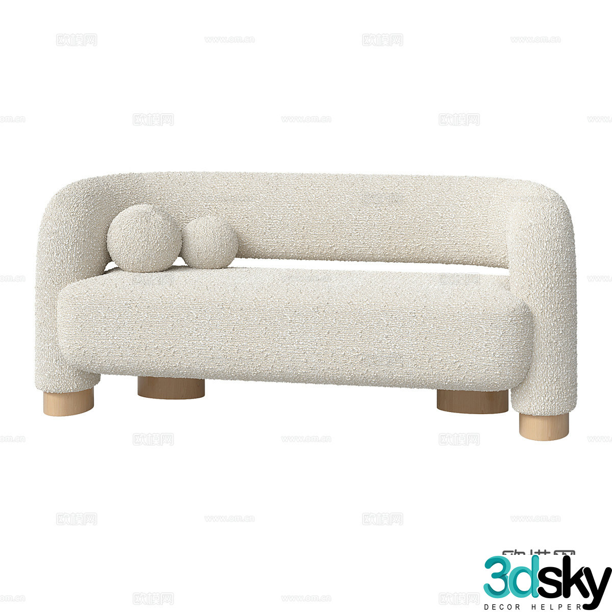 Nordic simple double sofa double sofa simple sofa living room sofa 3D model