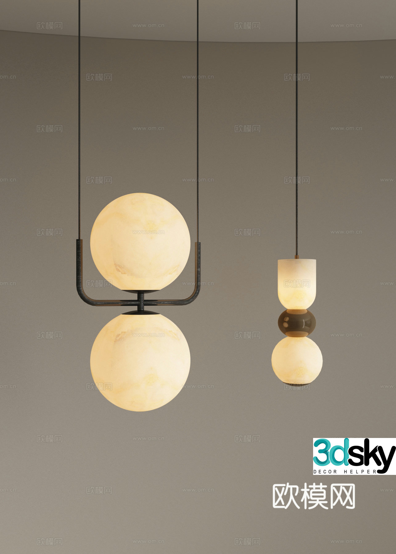 Modern light luxury chandeliers restaurant chandeliers bedside chandeliers bar chandeliers translucent stone chandeliers 3D model