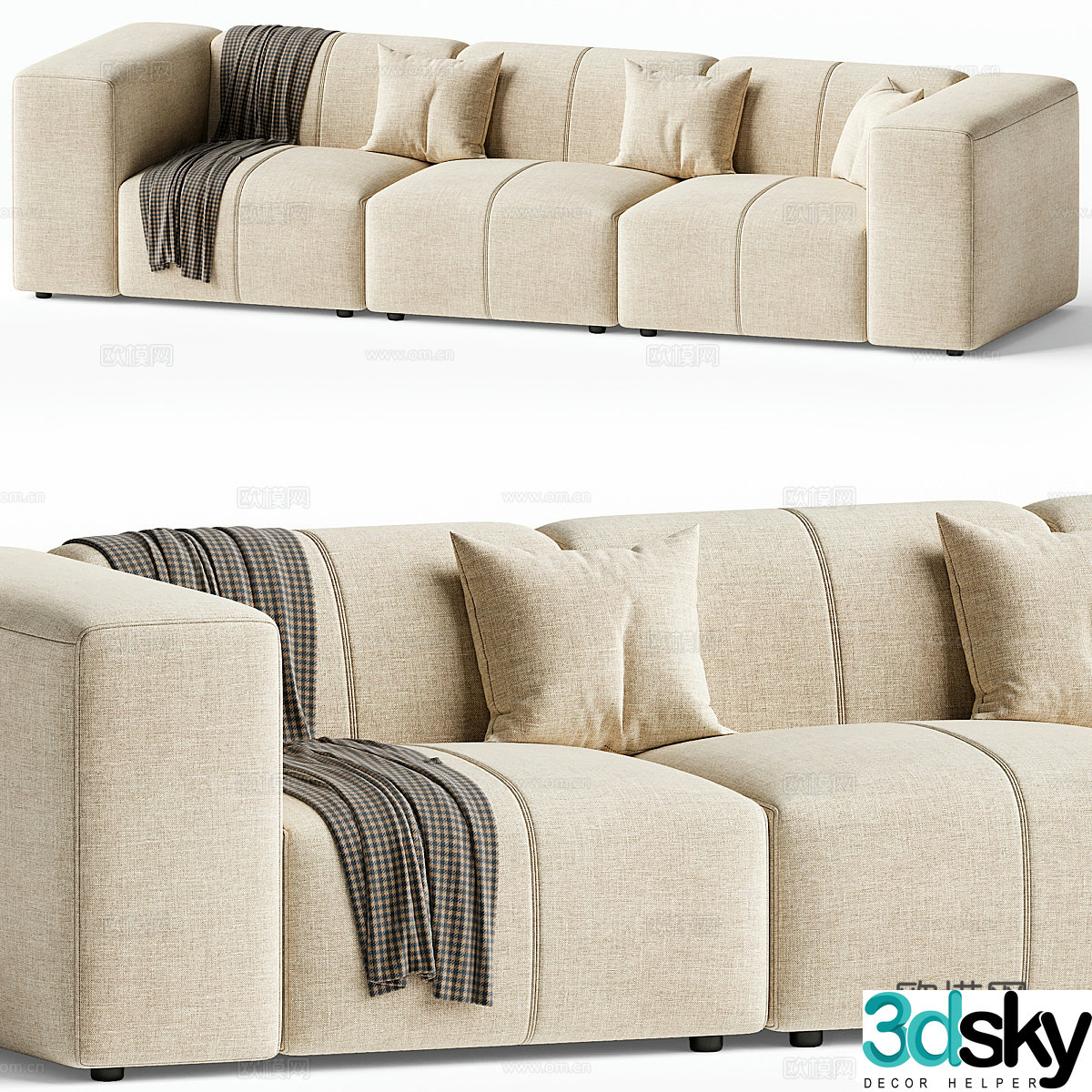 Three-person sofa 3d model
