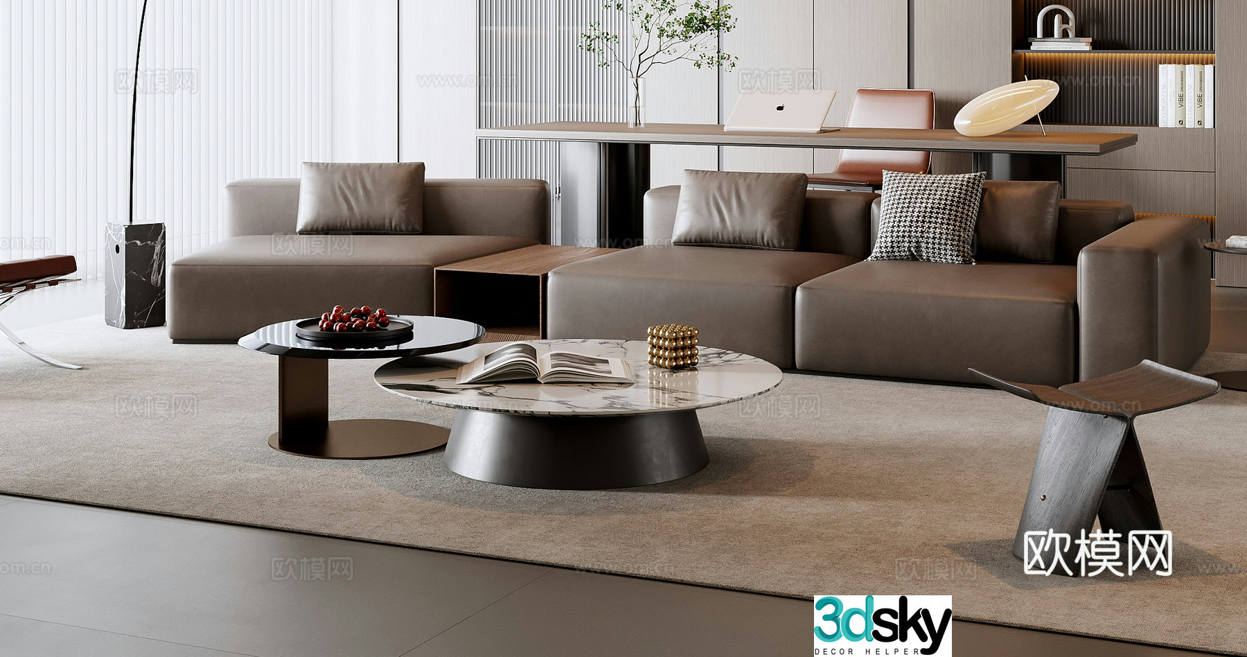 Italian sofa coffee table combination 3D model