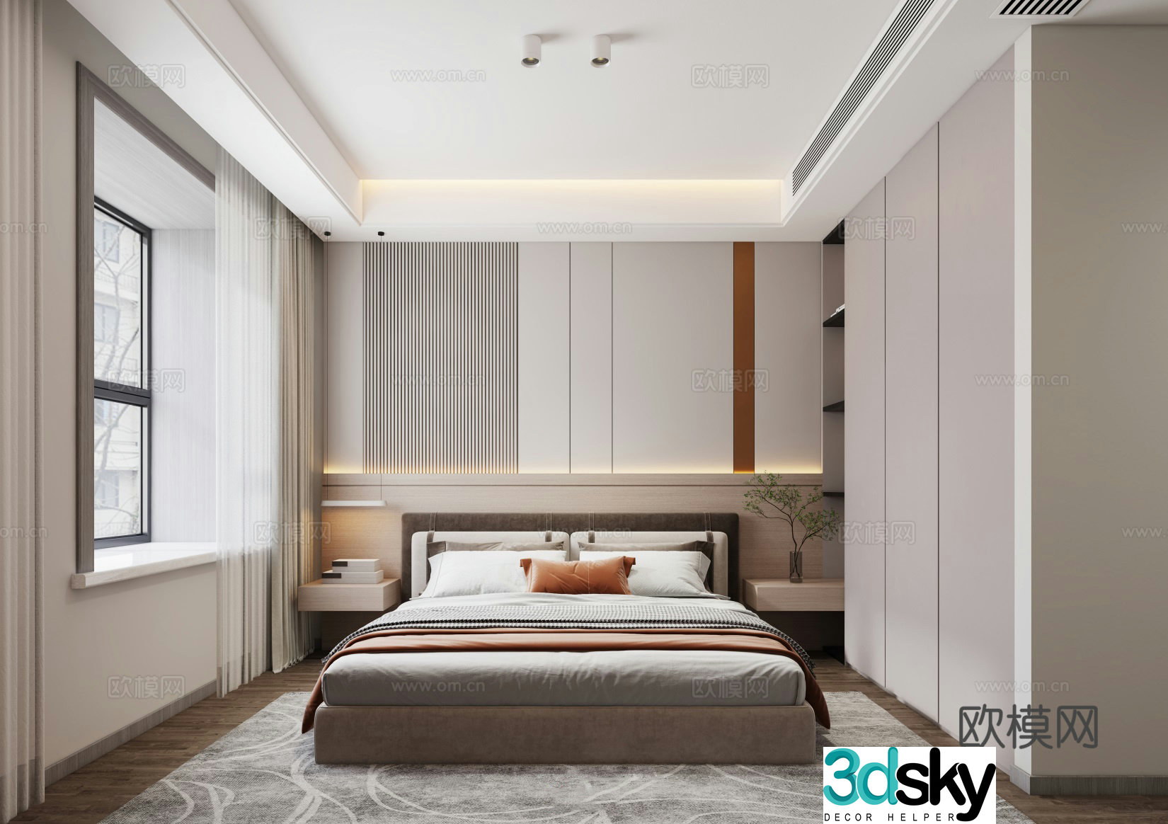 Modern minimalist bedroom 3d model