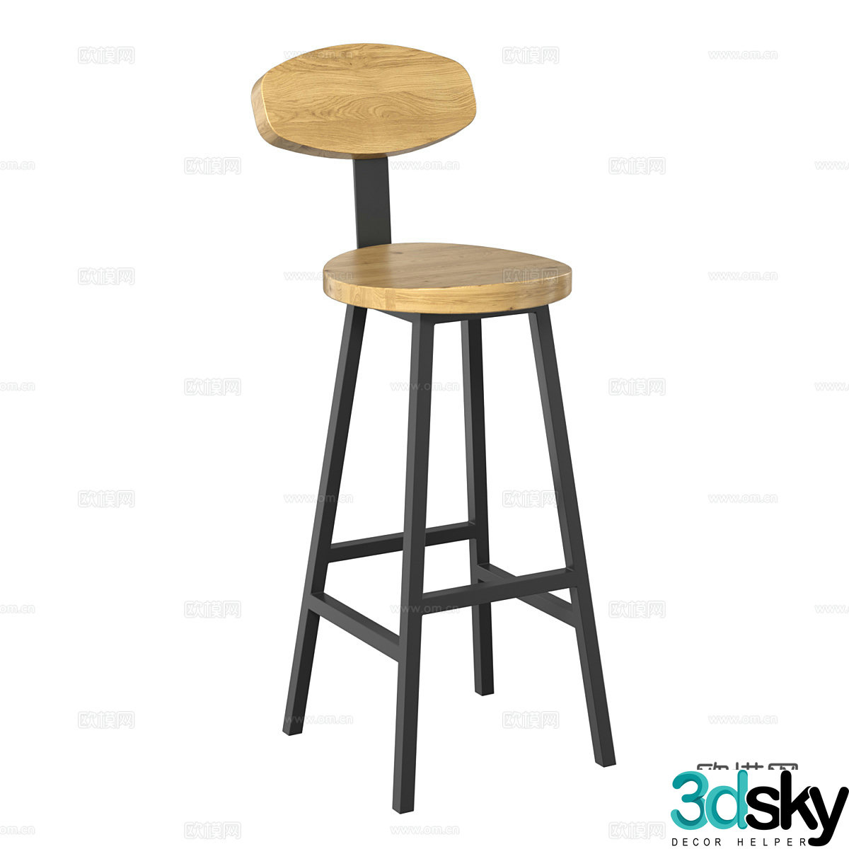 Nordic simple bar chair bar chair stool 3d model