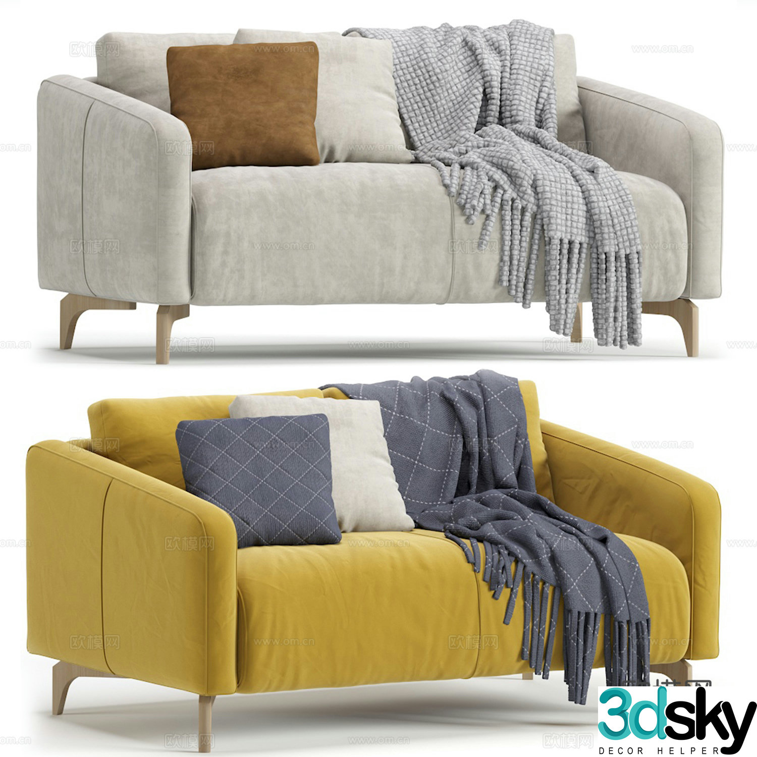 3d model of double sofa